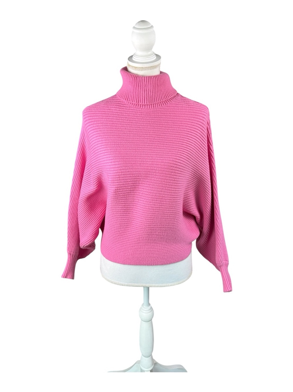 Zara Bubblegum Pink Ribbed Turtleneck Dolman Sleeve Sweater